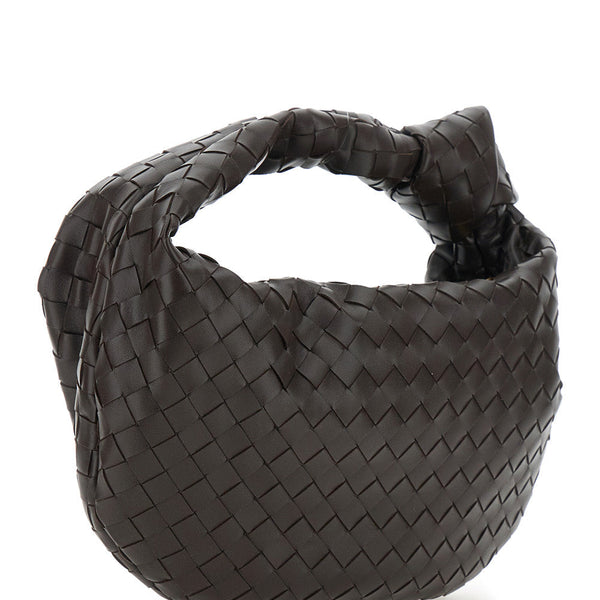 Bottega Veneta Bags? Bottega Veneta Women 'Jodie' Brown Small Shoulder Bag With Knot Detail And Intrecciato Motif In Leather Woman Luxury Designer Leather Handbag