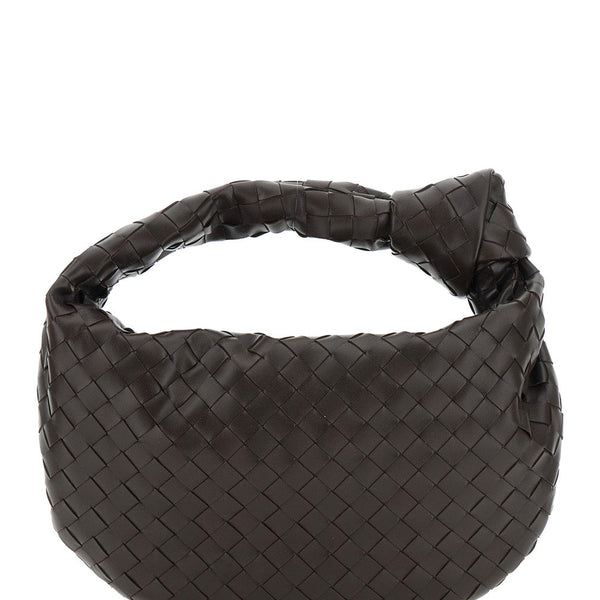 Bottega Veneta Bags? Bottega Veneta Women 'Jodie' Brown Small Shoulder Bag With Knot Detail And Intrecciato Motif In Leather Woman Luxury Designer Leather Handbag