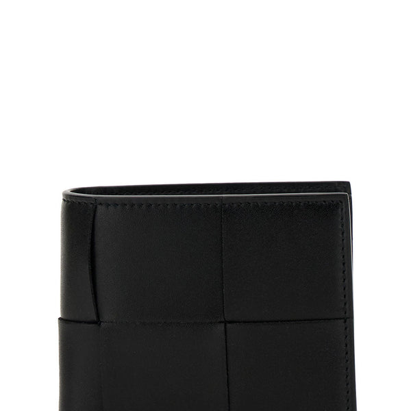Bottega Veneta Wallets? Bottega Veneta Men 'Cassette' Black Bi-Fold Wallet With Intreccio Motif In Leather Man Compact Luxury Card Wallet