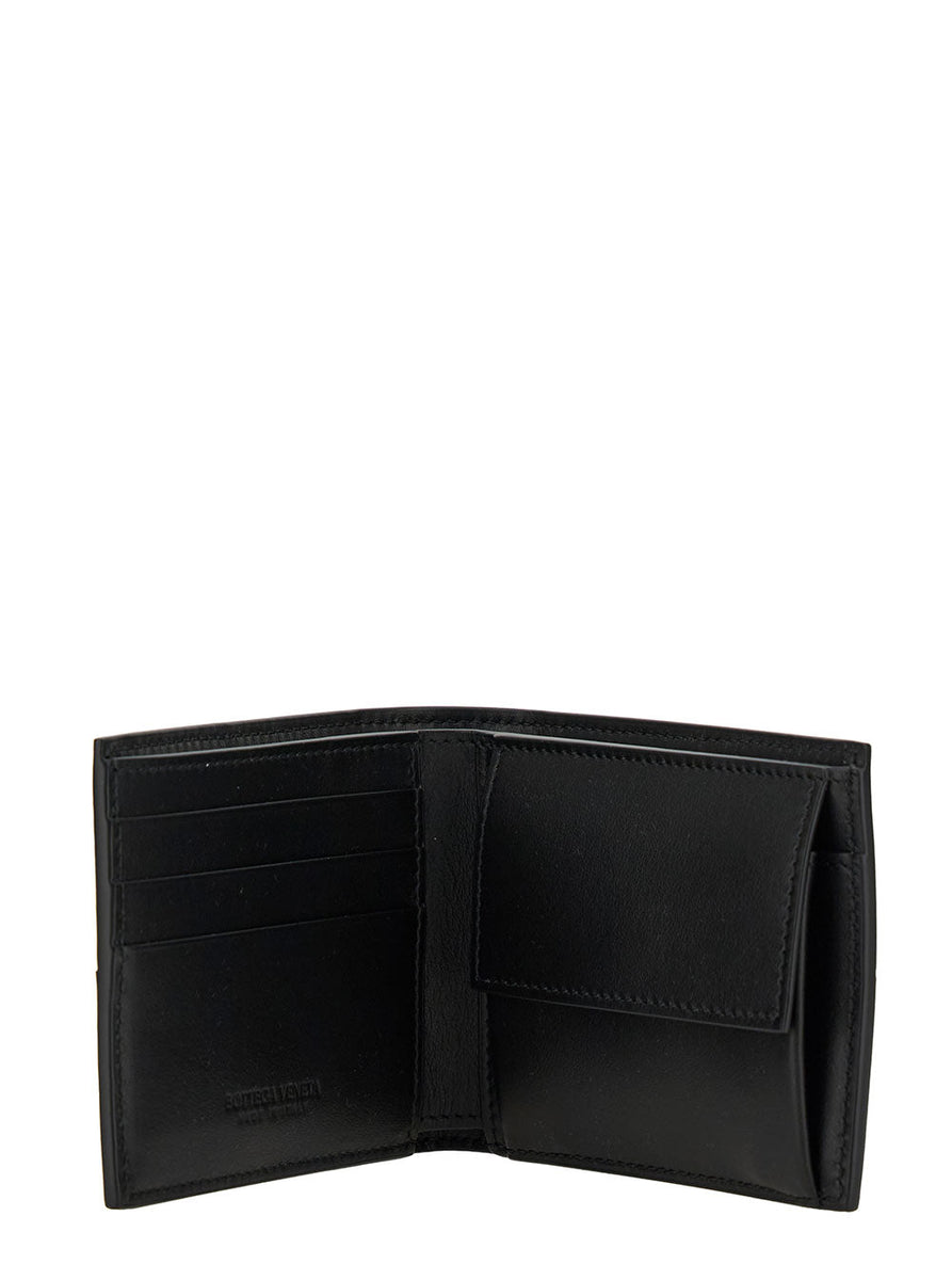 Bottega Veneta Wallets? Bottega Veneta Men 'Cassette' Black Bi-Fold Wallet With Intreccio Motif In Leather Man Compact Luxury Card Wallet