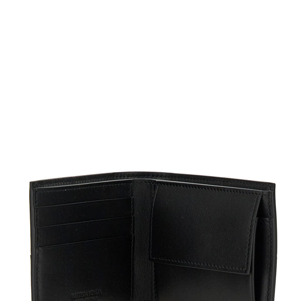 Bottega Veneta Wallets? Bottega Veneta Men 'Cassette' Black Bi-Fold Wallet With Intreccio Motif In Leather Man Compact Luxury Card Wallet