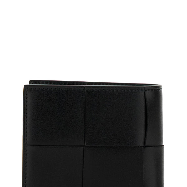 Bottega Veneta Wallets? Bottega Veneta Men 'Cassette' Black Bi-Fold Wallet With Intreccio Motif In Leather Man Compact Luxury Card Wallet