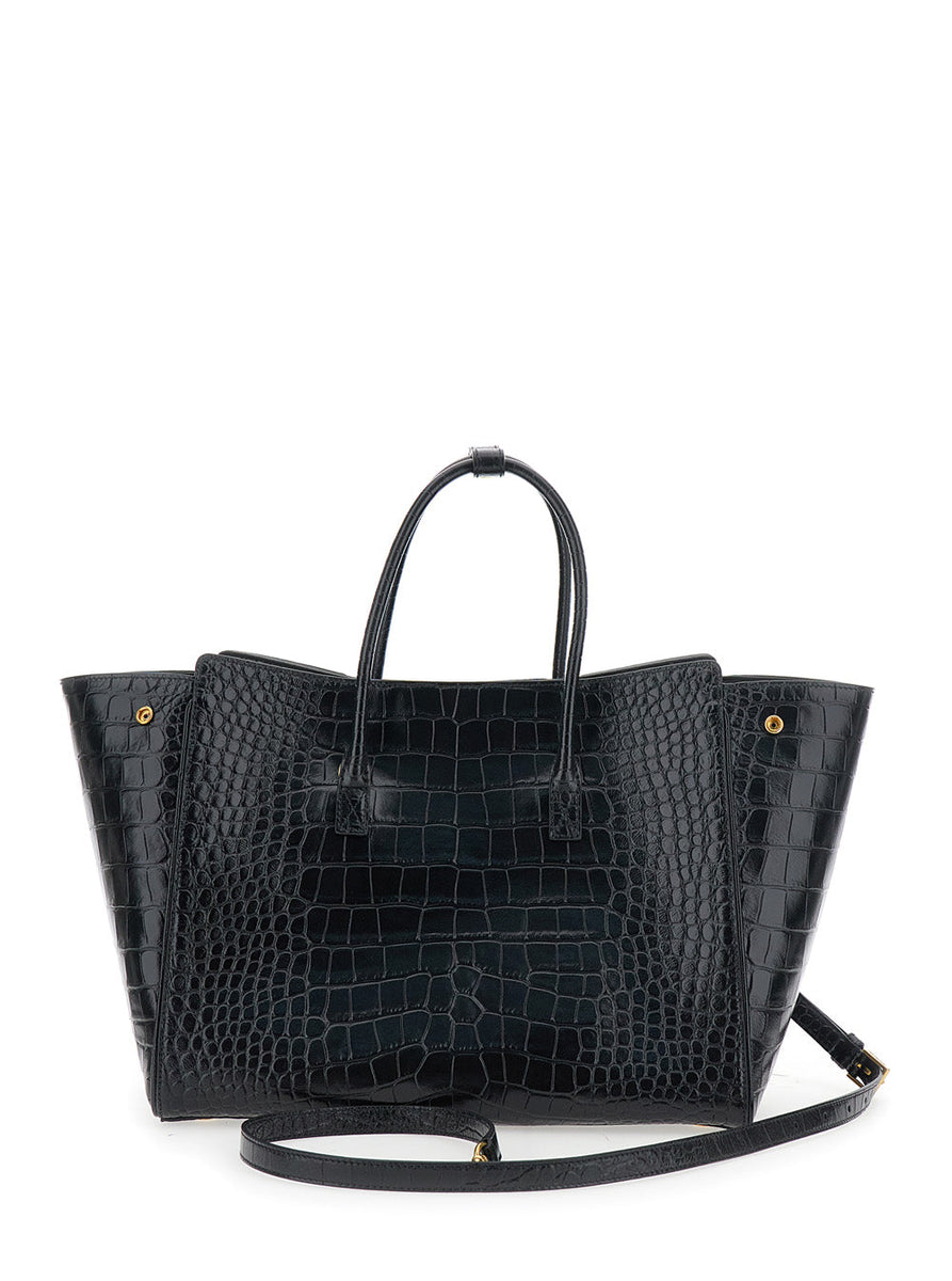 Close-up of Balenciaga shoulder bags hardware and fine stitching