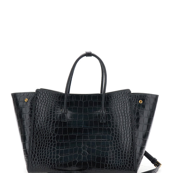 Close-up of Balenciaga shoulder bags hardware and fine stitching
