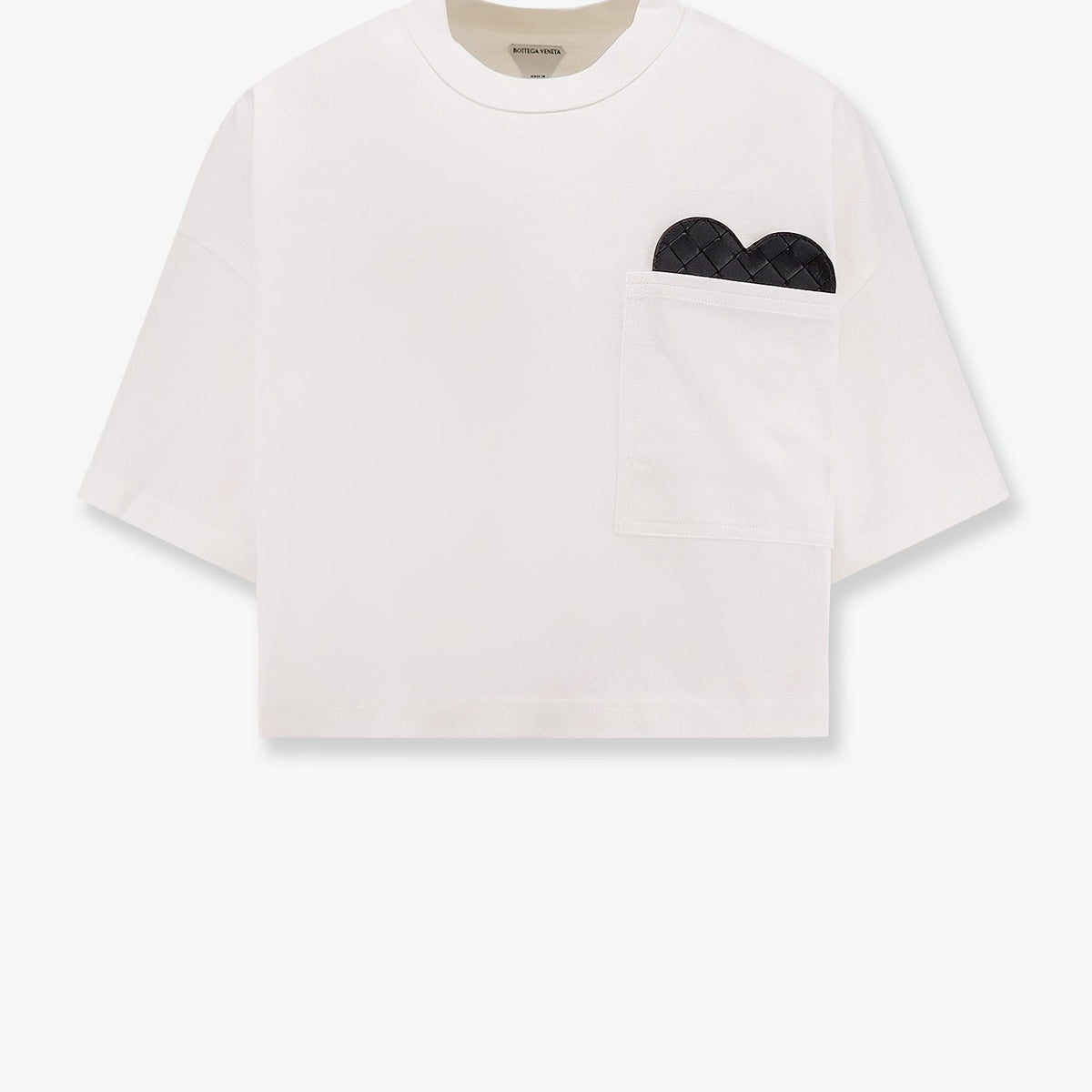 Bottega Veneta T-Shirts? Bottega Veneta Women Cotton T-Shirt With Intrecciato Leather Detail Premium Designer Cotton T-Shirt
