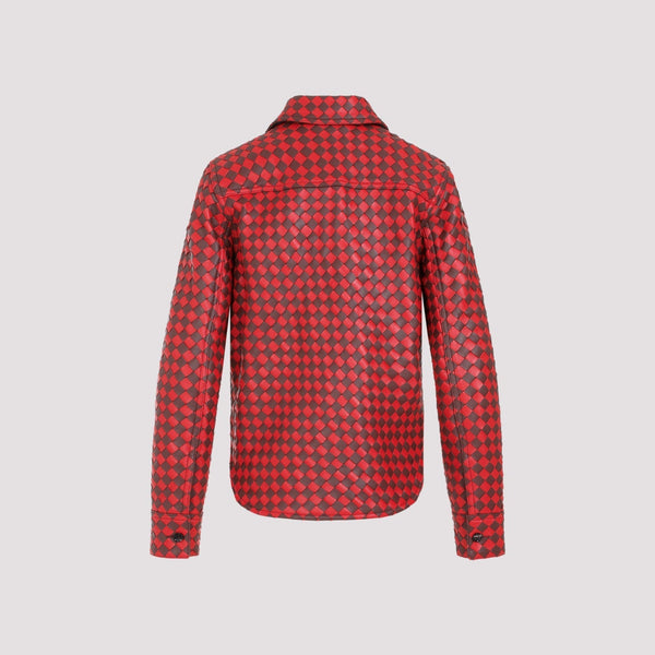 Bottega Veneta Tops? Bottega Veneta Bicolor Intrecciato Leather Shirt Women Elegant Everyday Designer Top