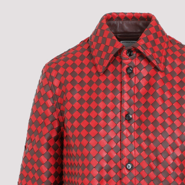 Bottega Veneta Tops? Bottega Veneta Bicolor Intrecciato Leather Shirt Women Elegant Everyday Designer Top