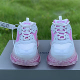 Balenciaga White Chunky Platform Sneakers - Angled View