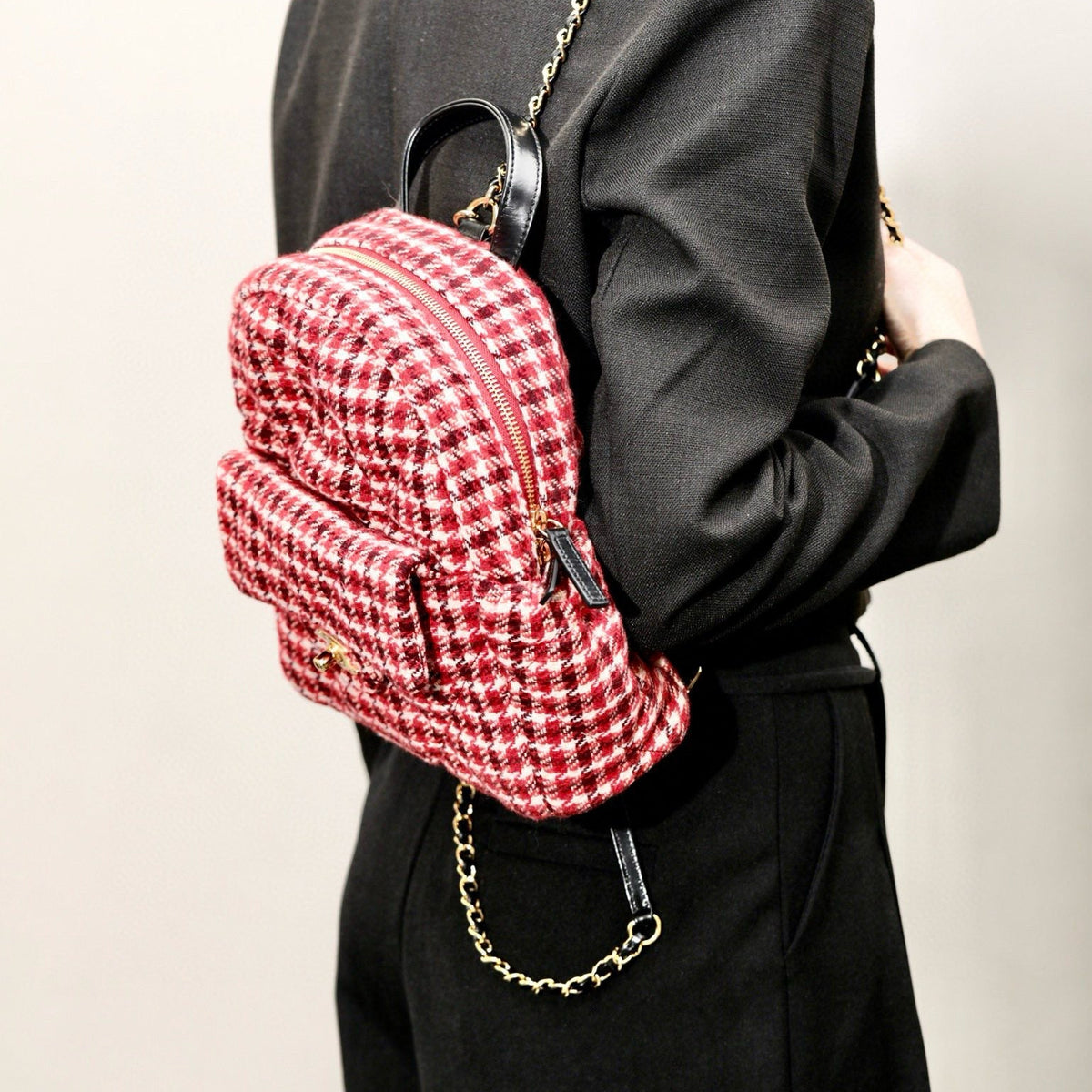 Chanel Bags- Chanel Tweed Backpack Luxury Designer Leather Handbag