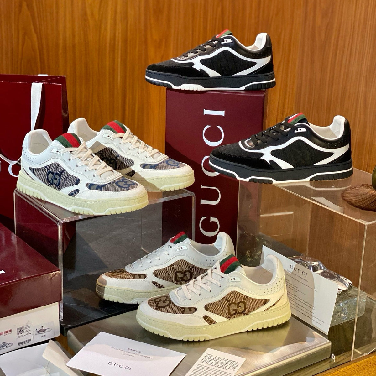 Gucci Shoes- Gucci Re Web Sneakers Premium Designer Casual Shoes