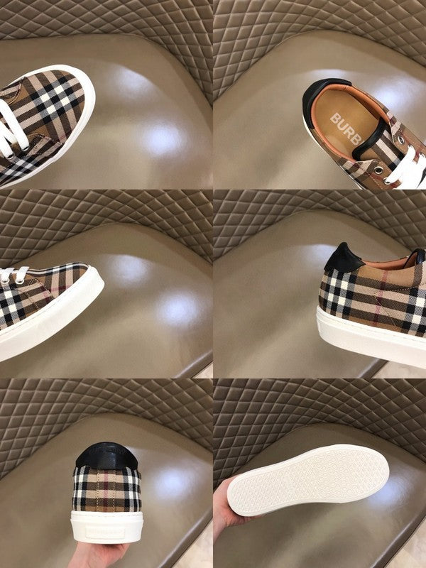 Burberry Grey Classic Ballet Flats - Side Profile View