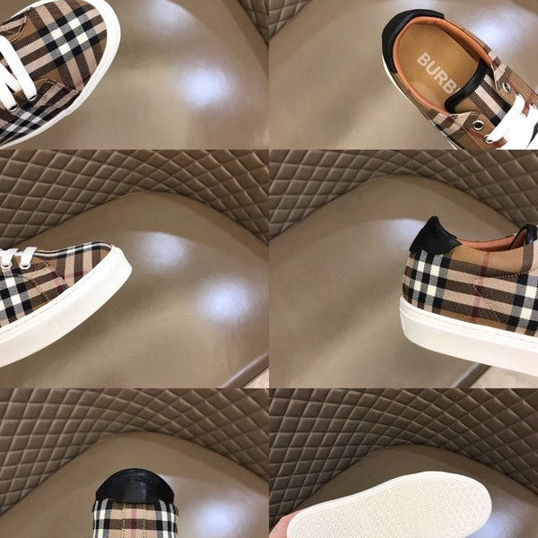Burberry Grey Classic Ballet Flats - Side Profile View