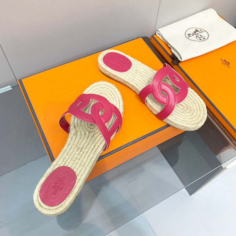 Hermès Beige Espadrille Wedge Sandals - Lifestyle Styling Shot