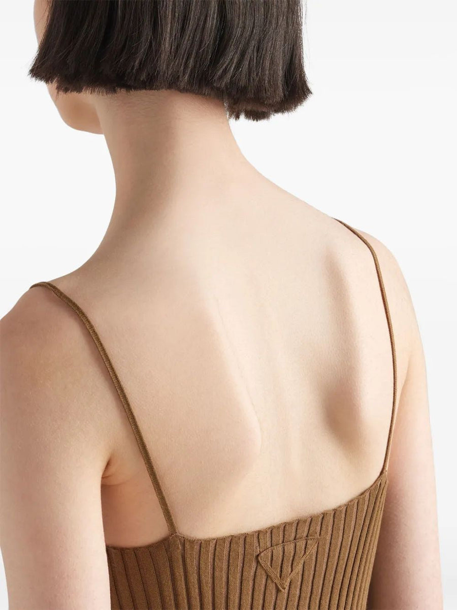 Close-up of Prada dresses hardware and fine stitching