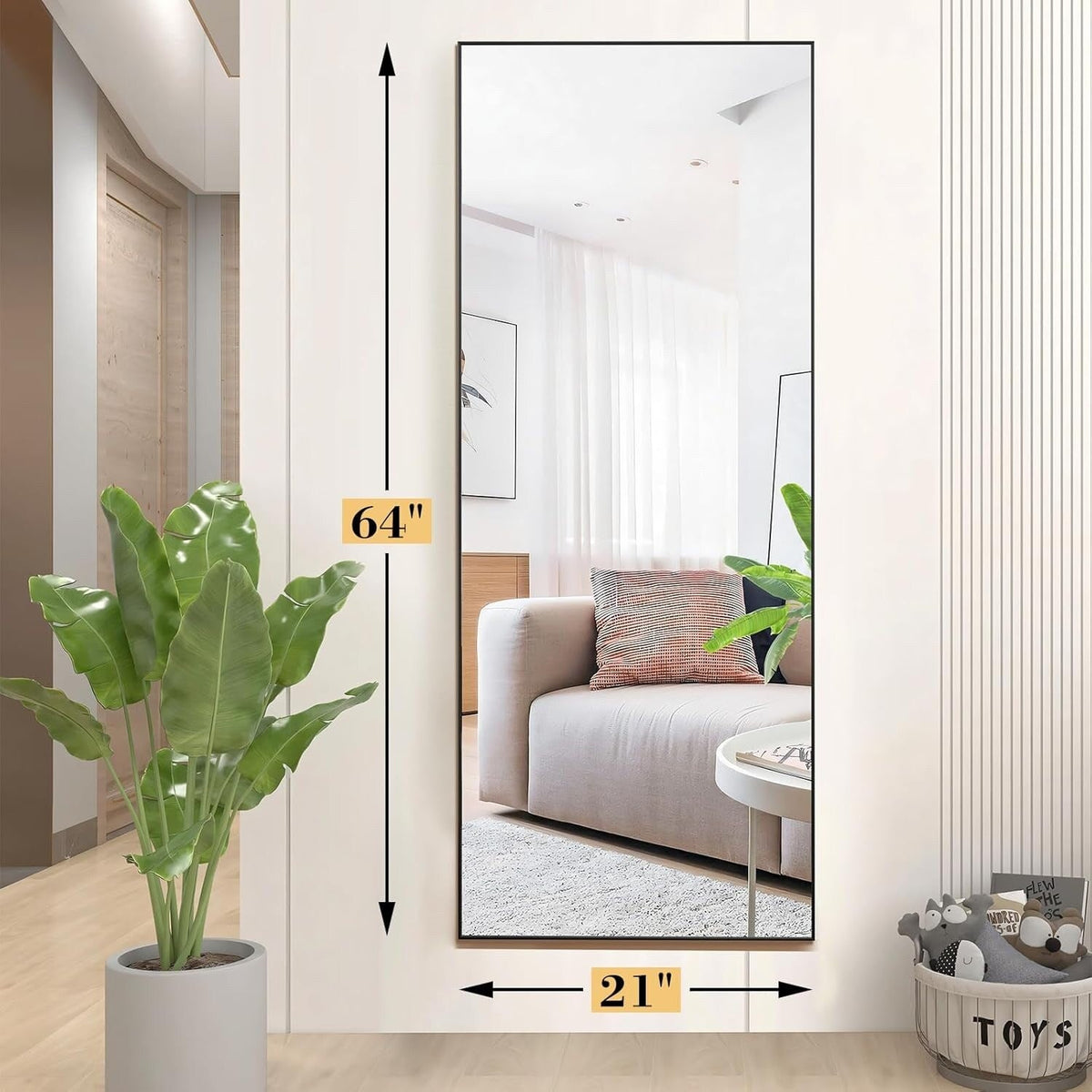 Full Length Mirror with Stand, Floor Mirror with Frame