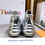 Louis Vuitton White Combat Boots - Angled View