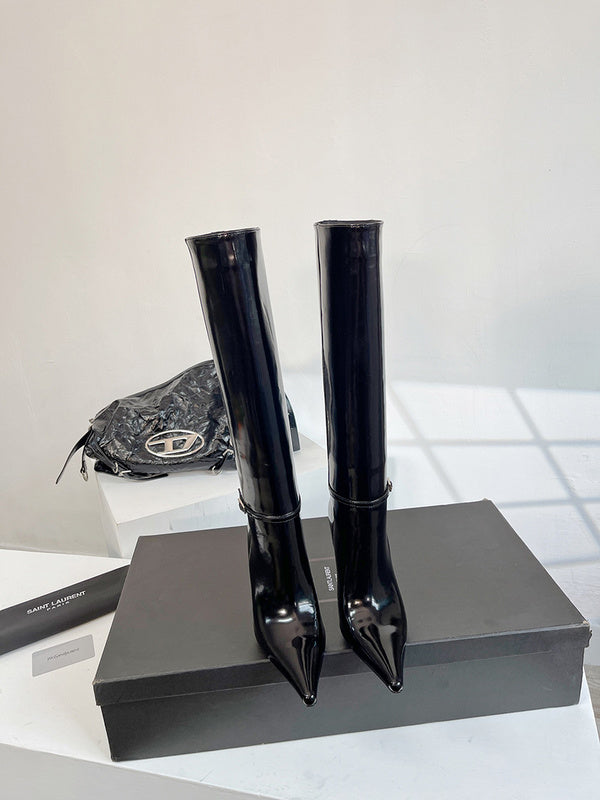 Close-up of Saint Laurent shoes craftsmanship