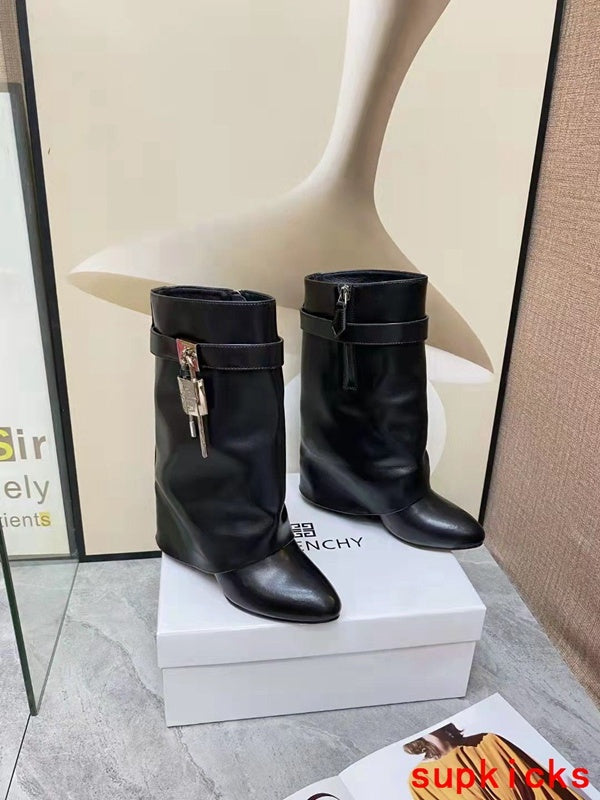 Givenchy Black Combat Boots - Close-Up Texture View