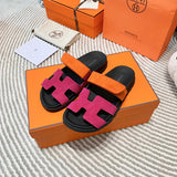 Hermès Grey Gladiator Sandals - Angled View