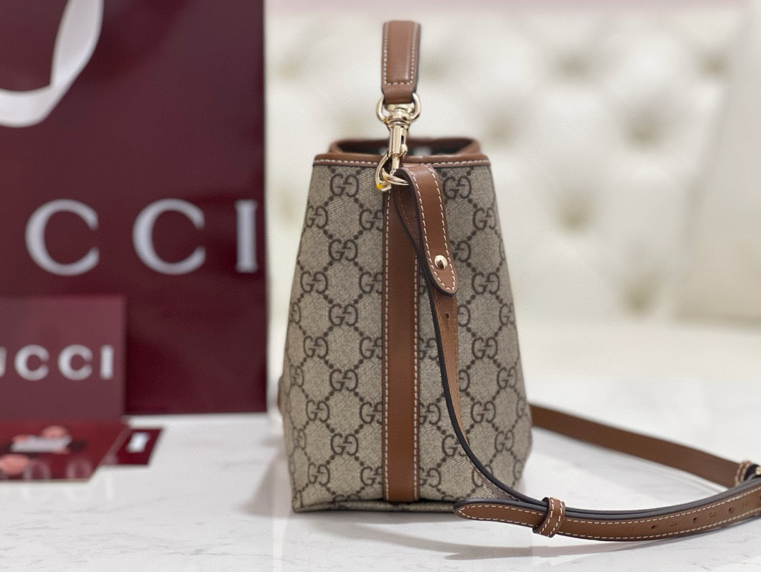 Gucci Emblem Mini Bucket Bag – luxury designer bucket bag at Velouxe