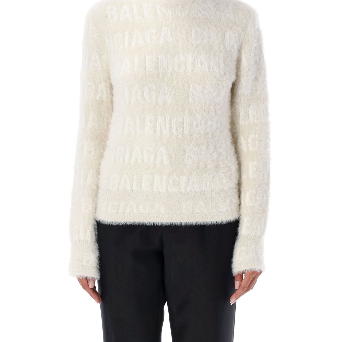 Balenciaga Sweaters? BALENCIAGA Furry Fitted Wool Blend Sweater Luxury Designer Knit Sweater