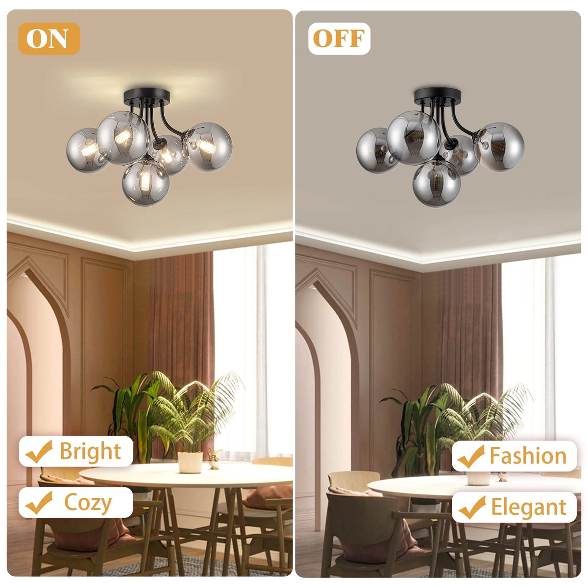 Modern Ceiling Light 5-Light Sputnik Ceiling Light Fixture