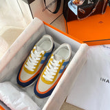 Hermès White Chunky Platform Sneakers - Angled View