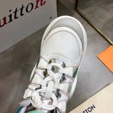 Louis Vuitton shoes Style 300 - close-up of classic monogram styling