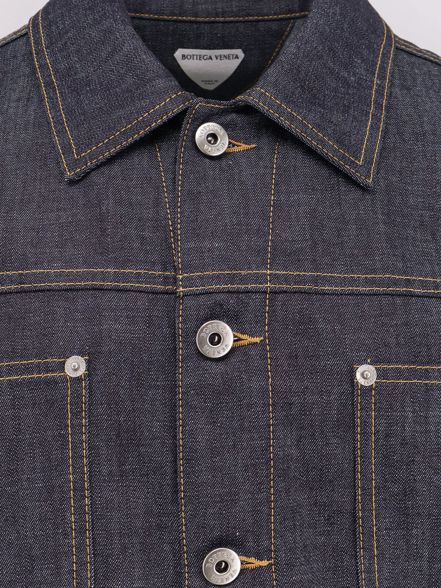 Bottega Veneta Jackets? Bottega Veneta Men Denim Jacket With Iconic Intrecciato Patch Luxury Designer Outerwear Jacket