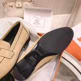 Hermès Grey Bow-Detail Flats - Lifestyle Styling Shot