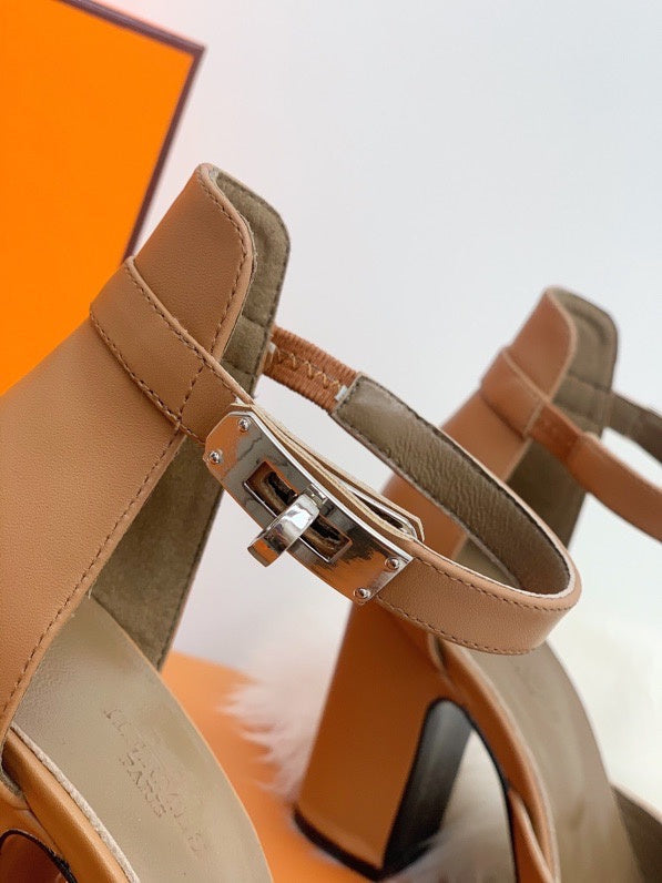 Hermès Camel Ankle Boots - Close-Up Texture View