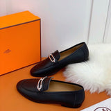 Hermès Chocolate Brown Classic Ballet Flats - Toe Detail View