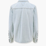 Close-up of Bottega Veneta blouses hardware and fine stitching