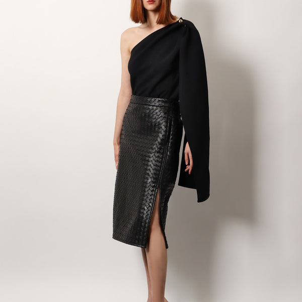 Bottega Veneta Tops? Bottega Veneta Women Asymmetric Viscose And Wool Crãªpe Top Elegant Everyday Designer Top