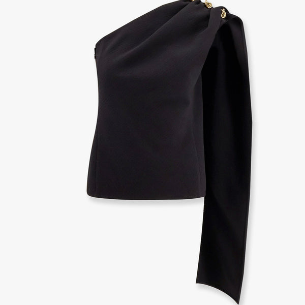 Bottega Veneta Tops? Bottega Veneta Women Asymmetric Viscose And Wool Crãªpe Top Elegant Everyday Designer Top