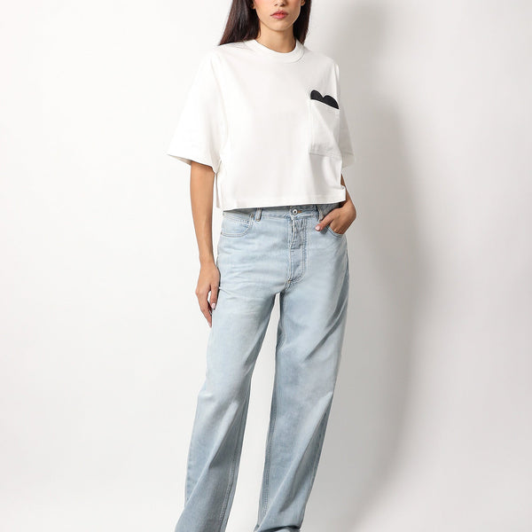 Bottega Veneta T-Shirts? Bottega Veneta Women Cotton T-Shirt With Intrecciato Leather Detail Premium Designer Cotton T-Shirt