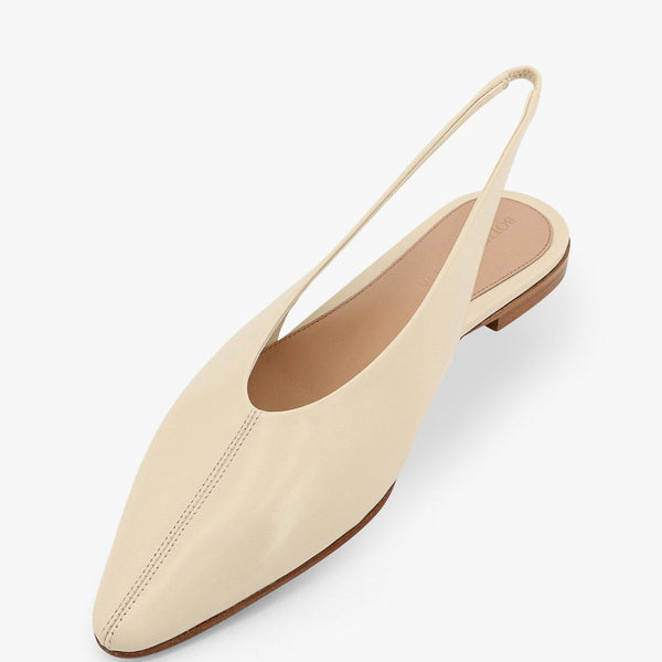 Close-up of Bottega Veneta flats hardware and fine stitching