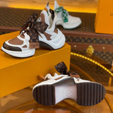 Louis Vuitton Chocolate Brown Chunky Platform Sneakers - Heel Detail View