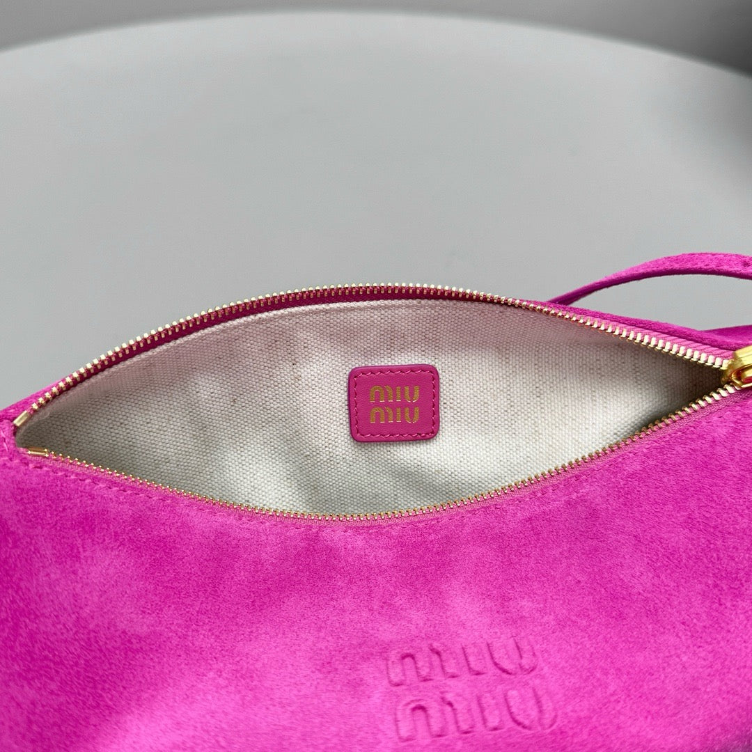 Bags- Miu M Suede Pouch Elegant Everyday Designer Handbag
