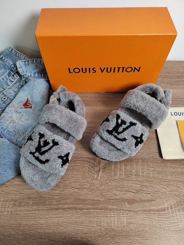 Louis Vuitton Nude Loafer Flats - Angled View