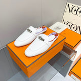 Hermès White Slide Sandals - Lifestyle Styling Shot