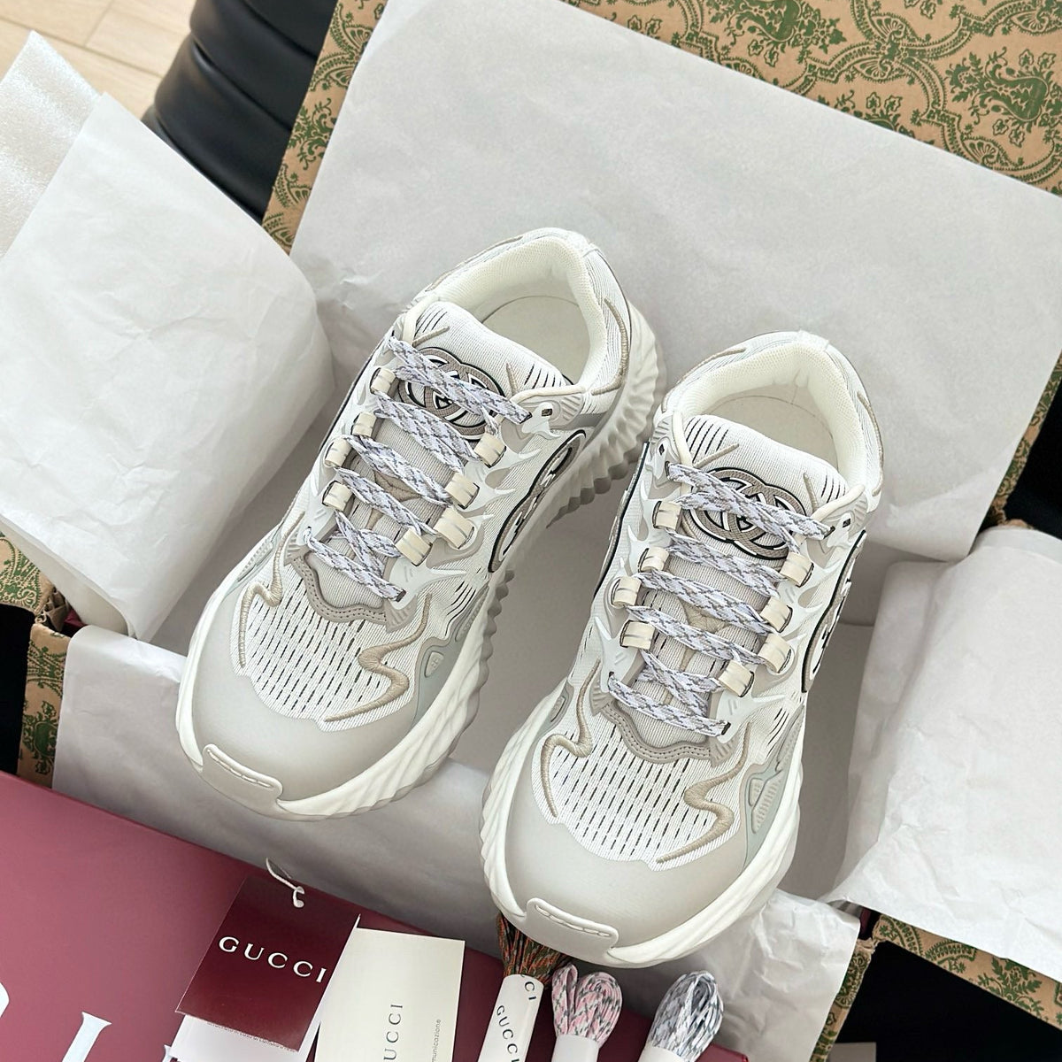 Gucci Shoes- Gucci Ripple Trainers Premium Designer Casual Shoes