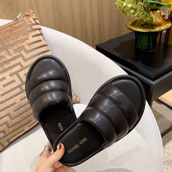 Balenciaga Nude Block Heel Sandals - Front View