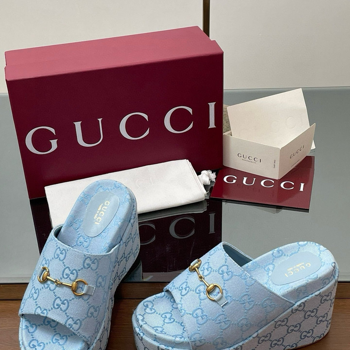 Gucci Shoes- Gucci Wedge Sandals Premium Designer Casual Shoes