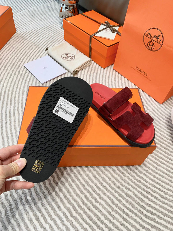 Hermès Burgundy Platform Sandals - Back View