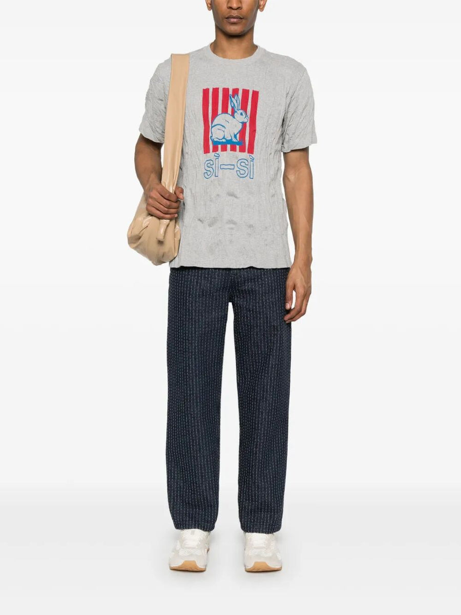 Bottega Veneta T-Shirts? Bottega Veneta Men Graphic Rabbit-Print Crushed Cotton Jersey T-Shirt Casual Everyday Designer Tee