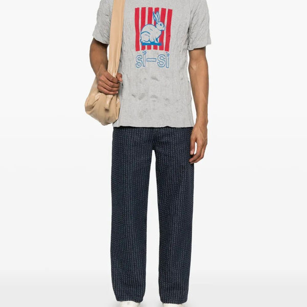 Bottega Veneta T-Shirts? Bottega Veneta Men Graphic Rabbit-Print Crushed Cotton Jersey T-Shirt Casual Everyday Designer Tee