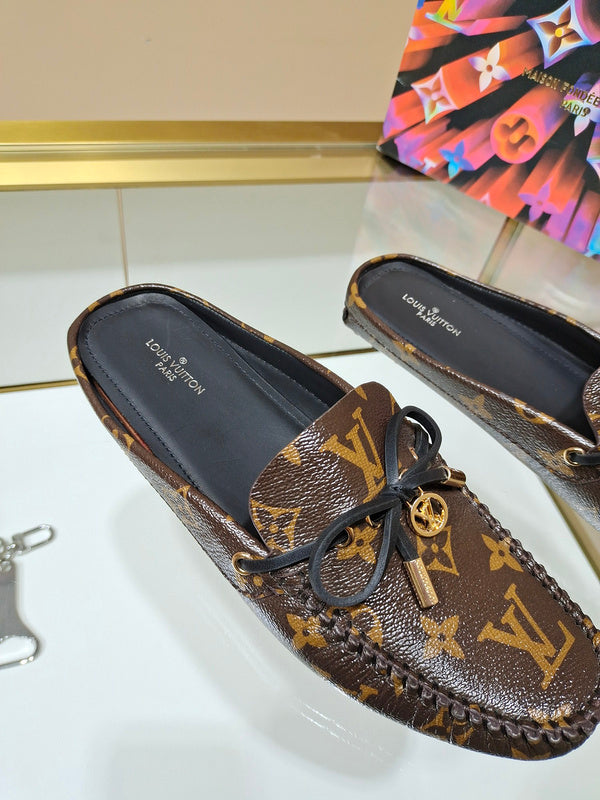 Louis Vuitton Tan Pointed-Toe Flats - Back View