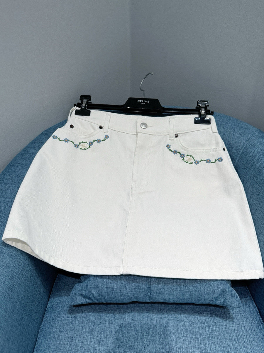 Skirts- Cel Denim Skirt Chic Everyday Designer Skirt