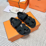 Hermès Red Ankle Strap Sandals - Full Silhouette View